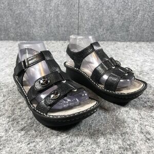 Alegria KLE-501 Wedge‎ Sandals Womens 7-7.5 Black Slip Resistant Comfort